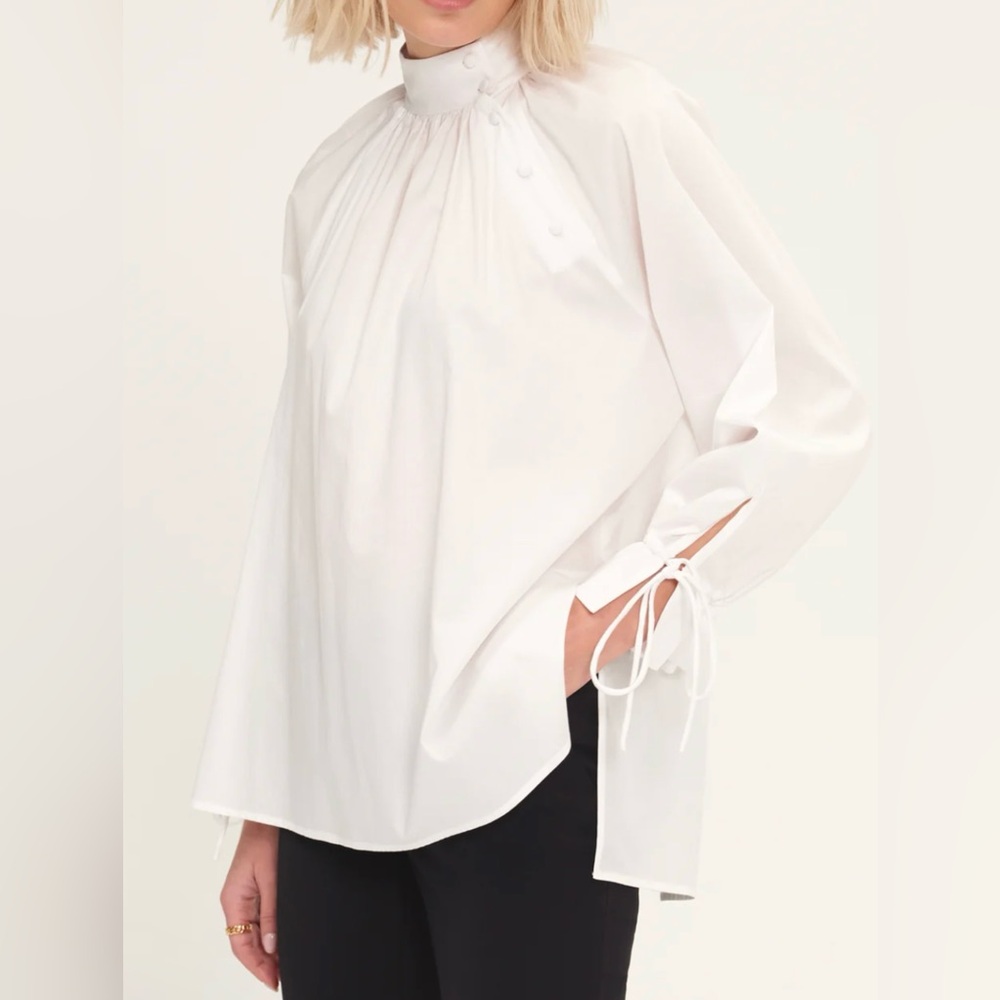 NWT Harshman Bianca Blouse White Cotton Women’s Size XS Luxury Clean Neutral